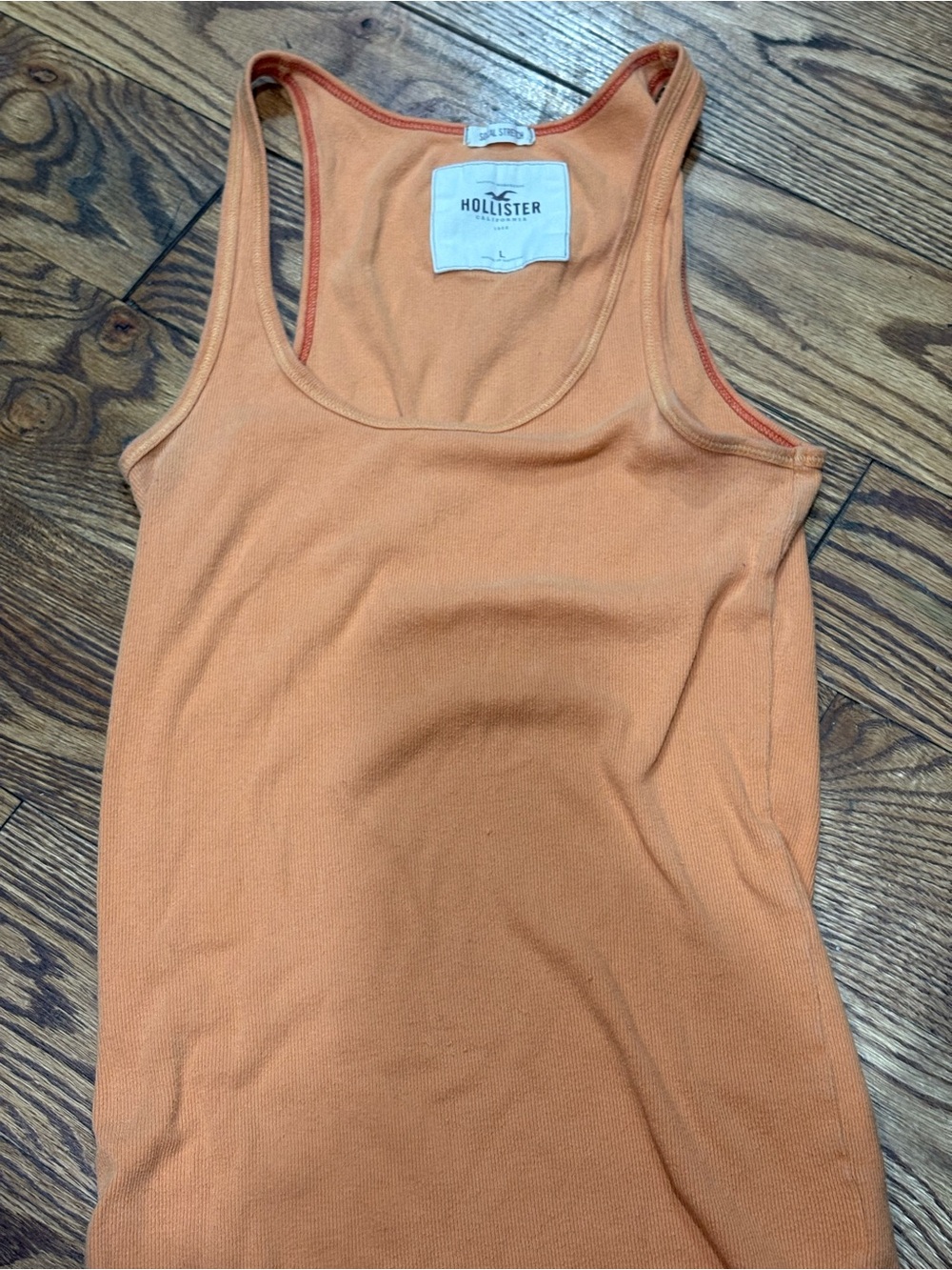 Vintage Hollister Peach-Orange Ribbed Racerback Tank